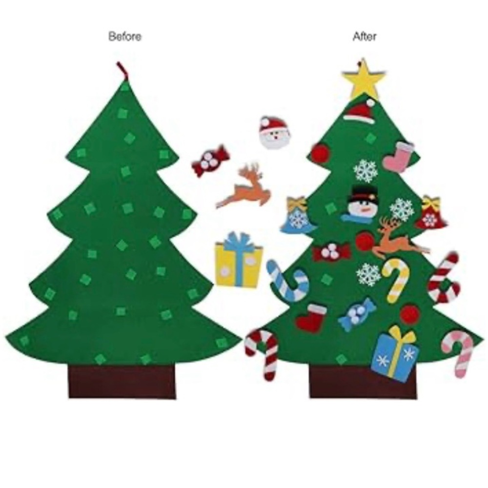 Felt Christmas Tree, Interactive Decoration w/ Velcro & Variety Of Ornaments